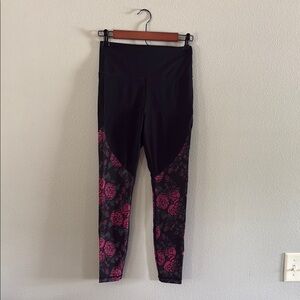 Floral Black and Pink Leggings